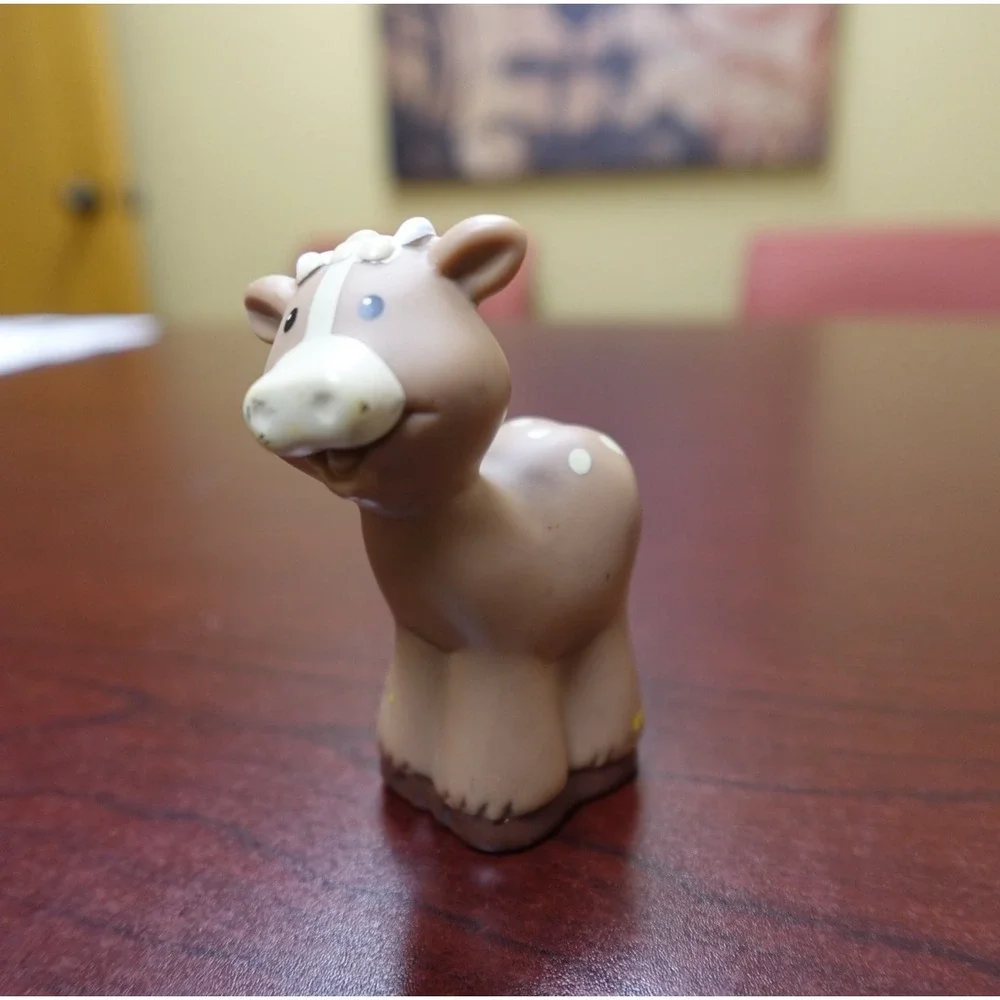 Fisher Price Little People Cow Calf‎ Tan White Farm Animal Figure 2002 Mattel